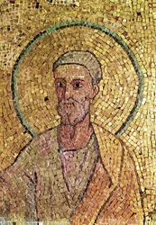 Detail von St. Peter, aus der Krypta von St. Peter, ca. 700 n. Chr. (Mosaik)